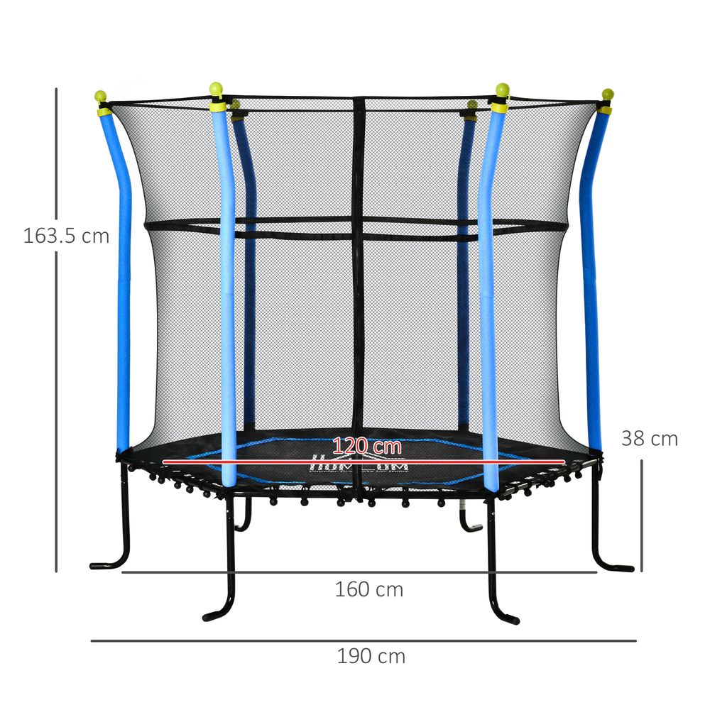 5.2FT Kids Trampoline With Enclosure Indoor Outdoor for 3-10 Years Blue - anydaydirect