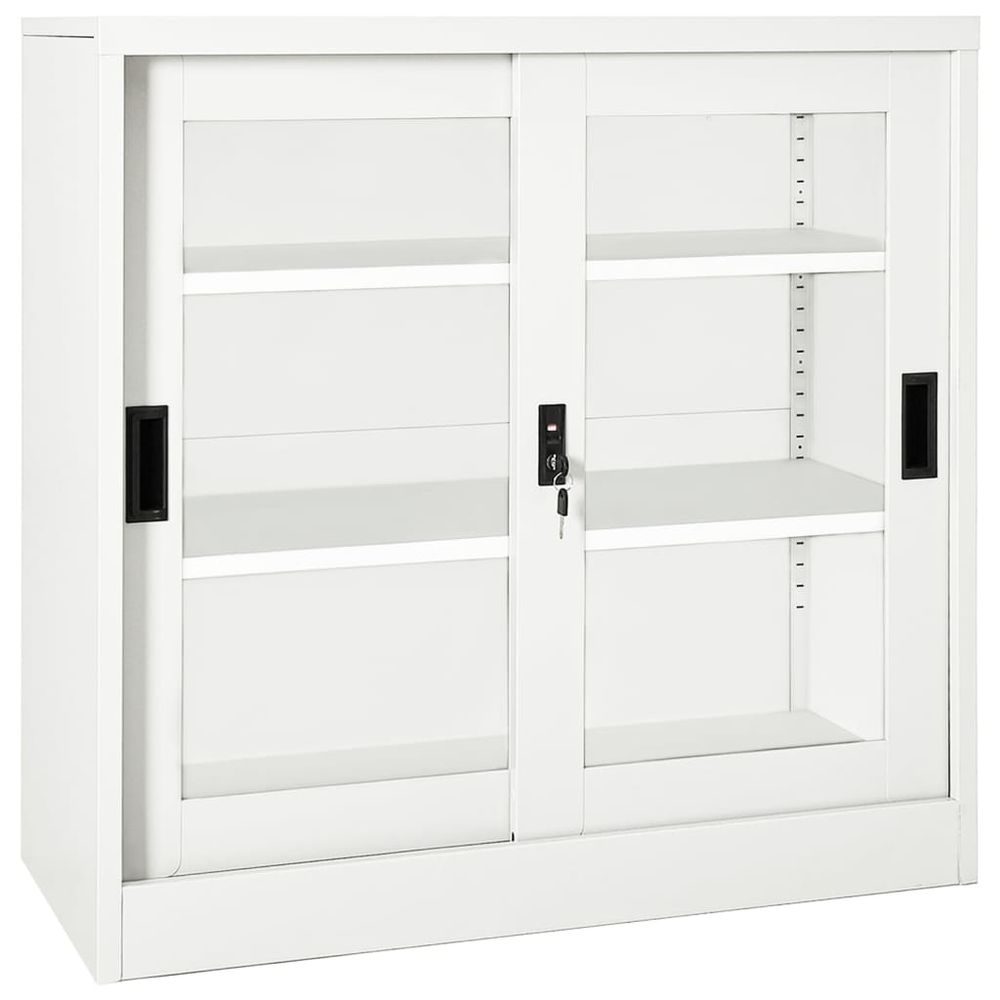 vidaXL Sliding Door Cabinet White 90x40x90 cm Steel - anydaydirect