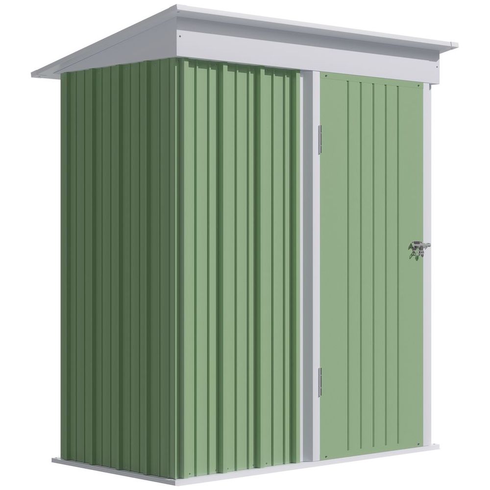 Compact Outsunny Steel Garden Shed, 5x3 ft Green, Lockable Door - anydaydirect