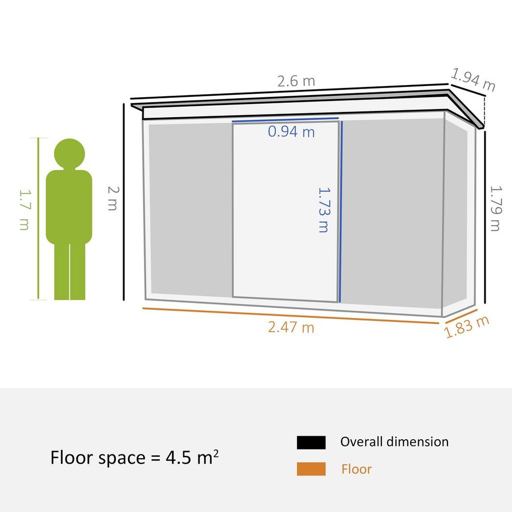 6.4 x 8.5ft Outsunny Garden Shed with Double Sliding Doors - anydaydirect