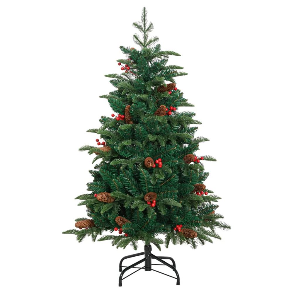 vidaXL Artificial Hinged Christmas Tree with Cones and Berries 4ft to 8ft - anydaydirect