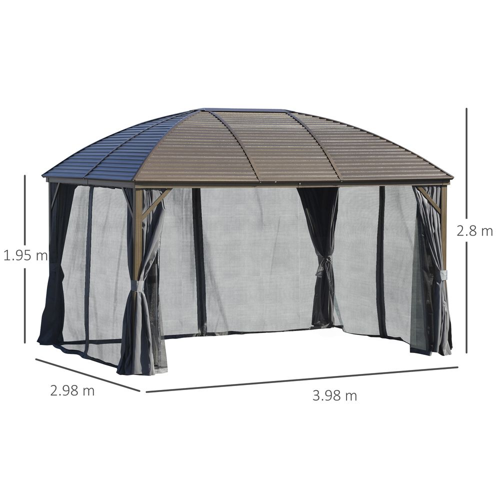 3x4m Gazebo Hardtop Metal Roof Canopy Party Tent & Curtains & Side Walls - anydaydirect