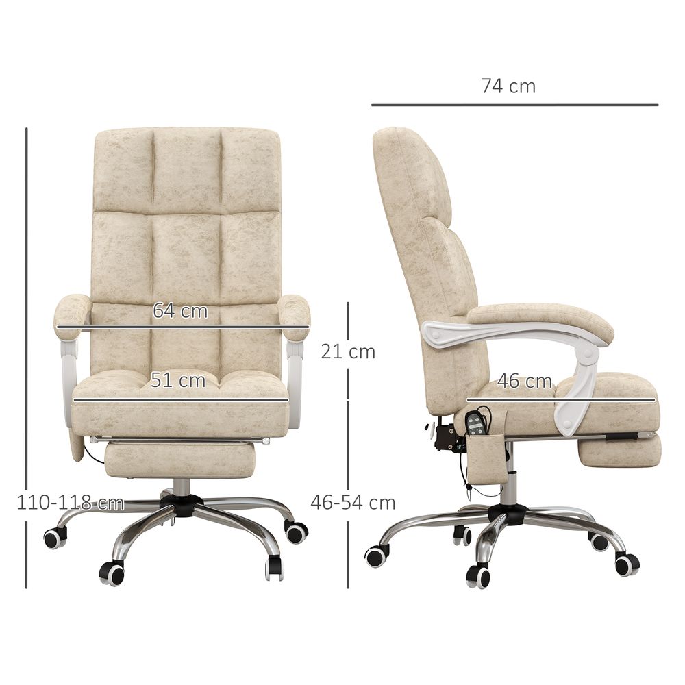 Vinsetto Microfibre Fabric Vibration Massage Office Chair for Home, Beige - anydaydirect