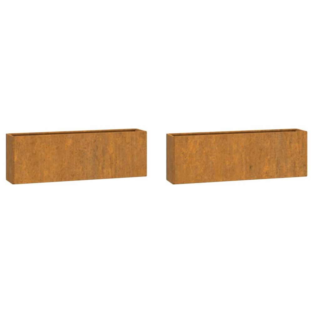 vidaXL Wall Planters 2 pcs Rusty Corten Steel 53x10x17 cm - anydaydirect