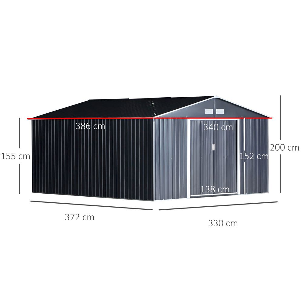 6.5 x 11FT Grey Steel Outdoor Garden Shed with Ventilation - anydaydirect