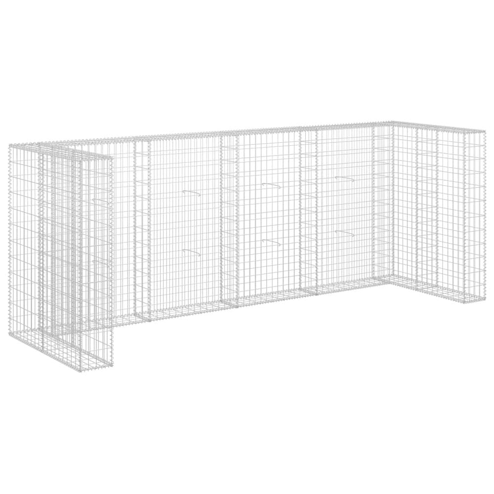 Gabion Wall for Quadruple Garbage Wheelie Bins Galvanised Steel 320x100x120 cm - anydaydirect