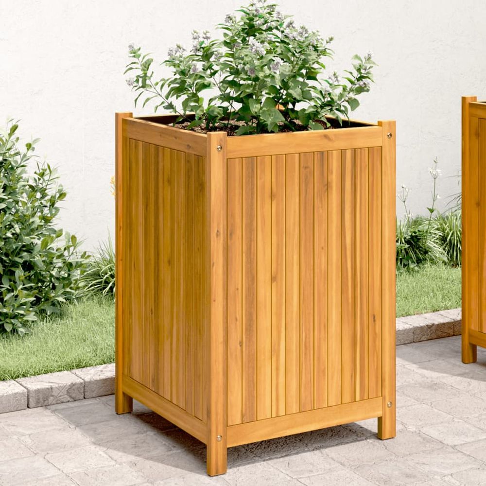 vidaXL Garden Planter with Liner 31x31x30 cm Solid Wood Acacia - anydaydirect