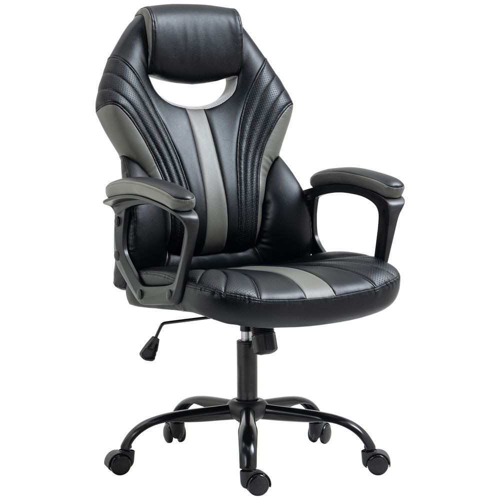 Vinsetto Racing Gaming Chair Gamer Chair with Armrests Swivel Wheels Black Grey - anydaydirect