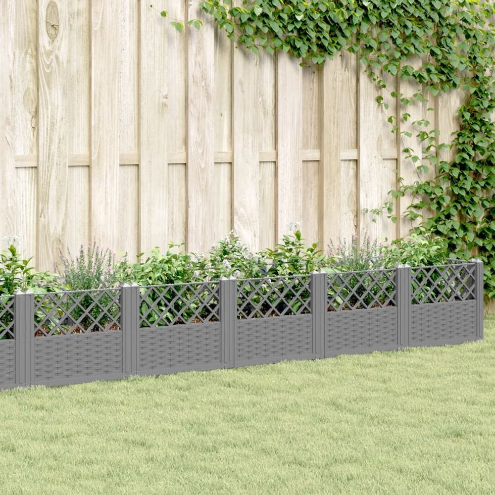 vidaXL Garden Planter with Pegs Brown 42.5x42.5x28.5 cm PP - anydaydirect