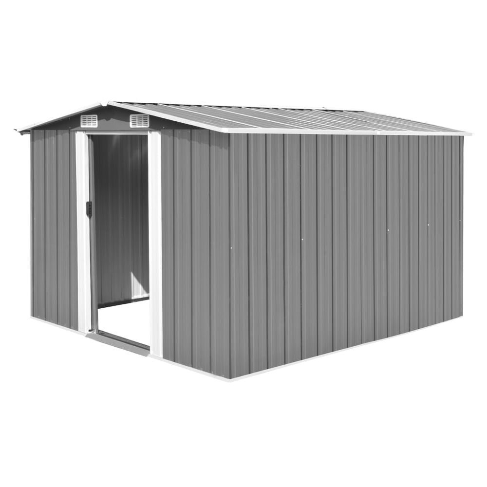 Durable Green Metal Garden Shed with Sliding Doors & Vents - anydaydirect