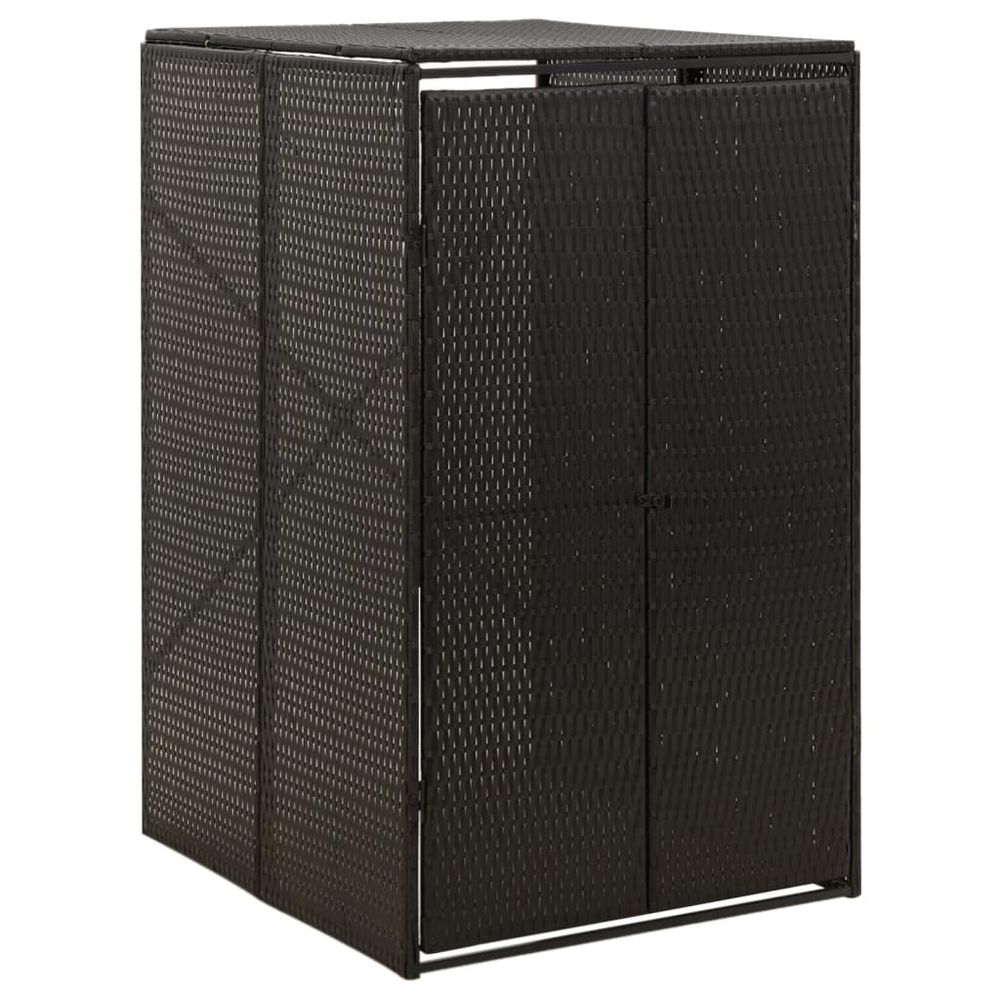 Single Wheelie Bin Shed Black 70x80x117 cm Poly Rattan - anydaydirect