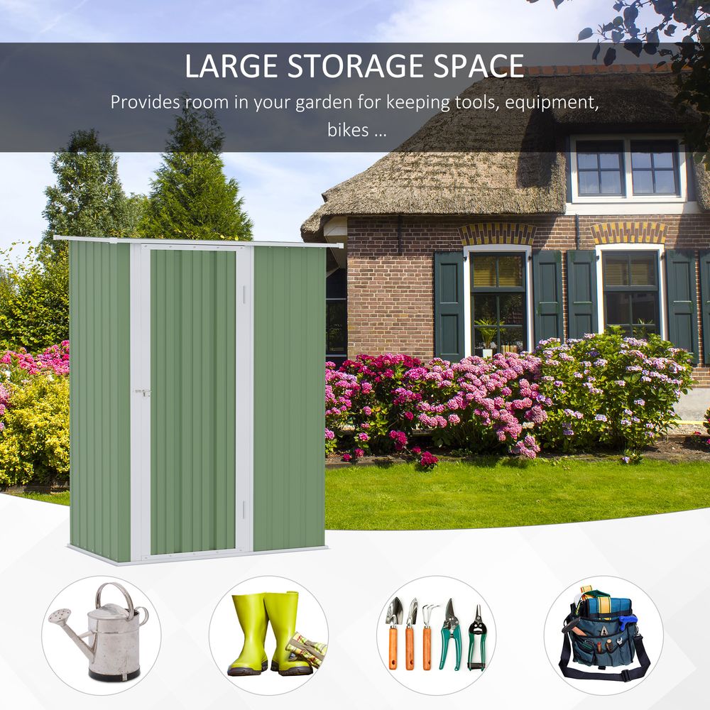 Durable Green Metal Garden Storage Shed with Lockable Door - anydaydirect