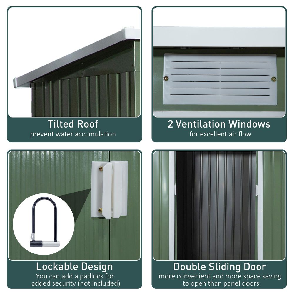 Durable Metal Garden Storage Shed with Sloped Roof - 7x5ft - anydaydirect