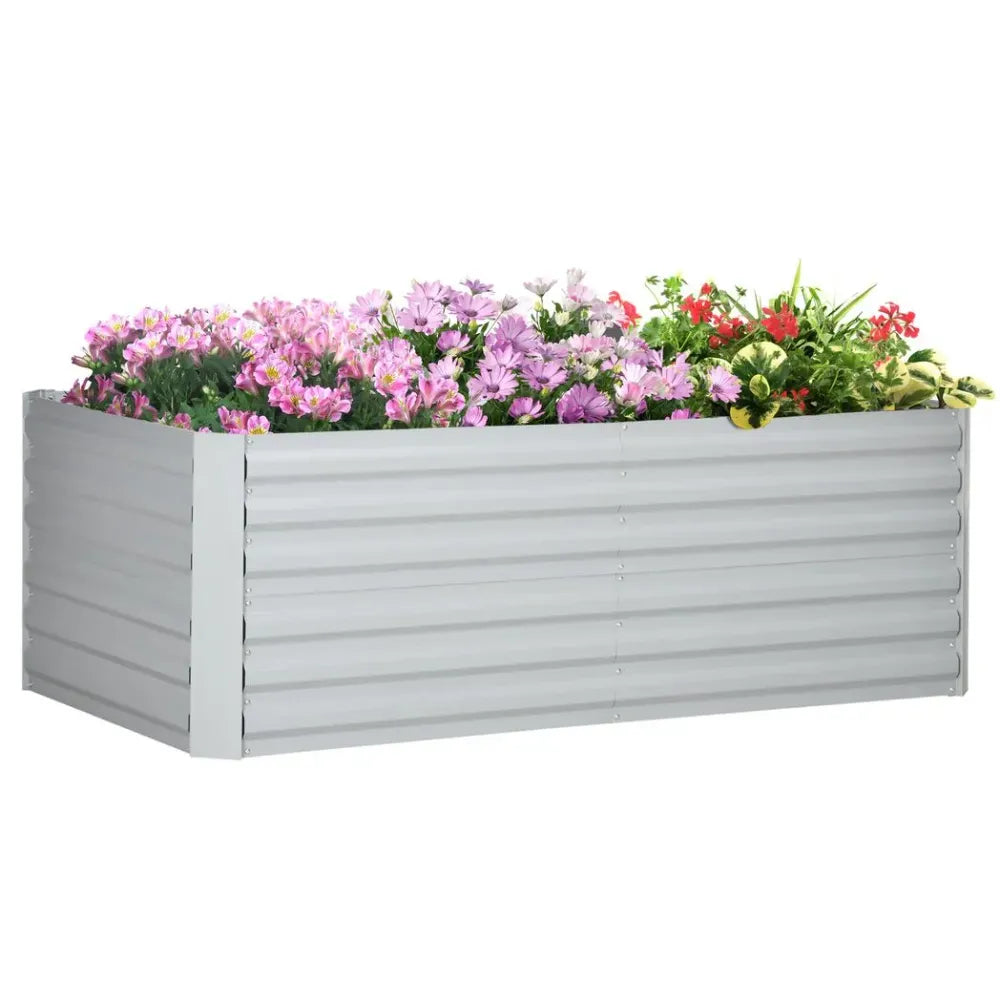 Raised Beds for Garden Galvanised Steel Outdoor Planters with Reinforced Rods - anydaydirect