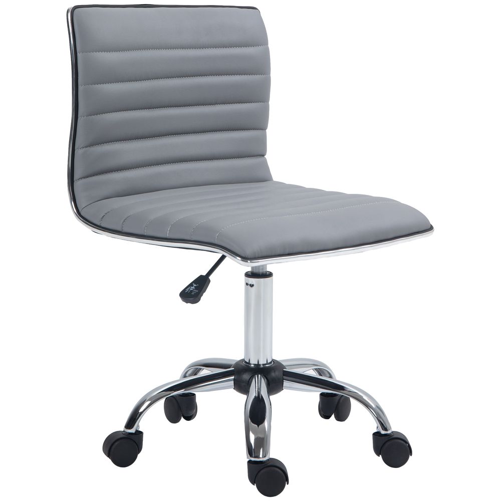 HOMCOM Armless Mid-Back Adjustable Office Chair with 360 Swivel Light Grey - anydaydirect
