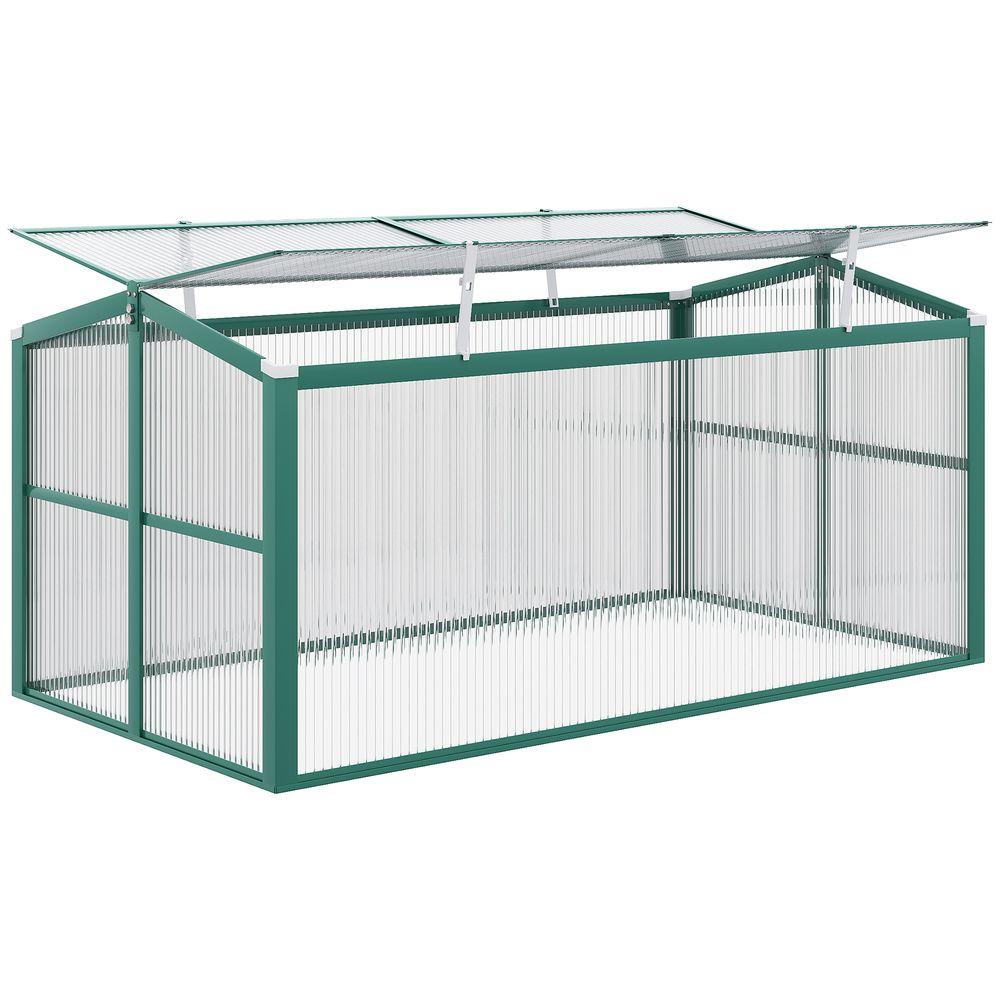 Outsunny Aluminium Cold Frame Greenhouse Planter with Openable Top 130x70x61cm - anydaydirect