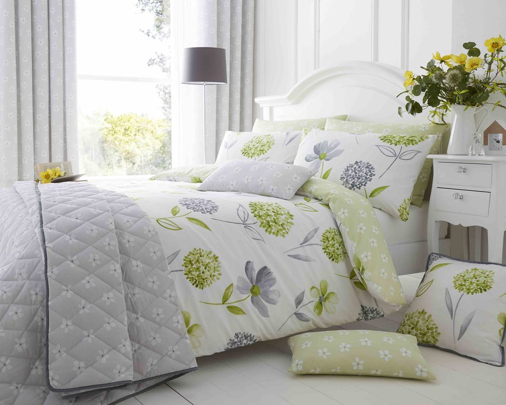 Caroline Floral 200 Thread Count Cotton Rich Duvet Set Green - anydaydirect