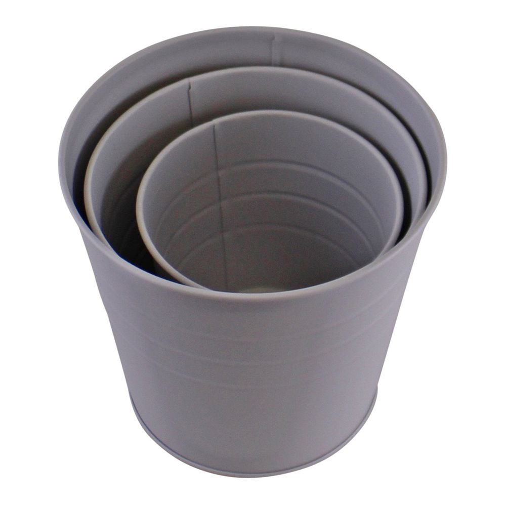 Set of 3 Round Metal Planters, Grey - anydaydirect