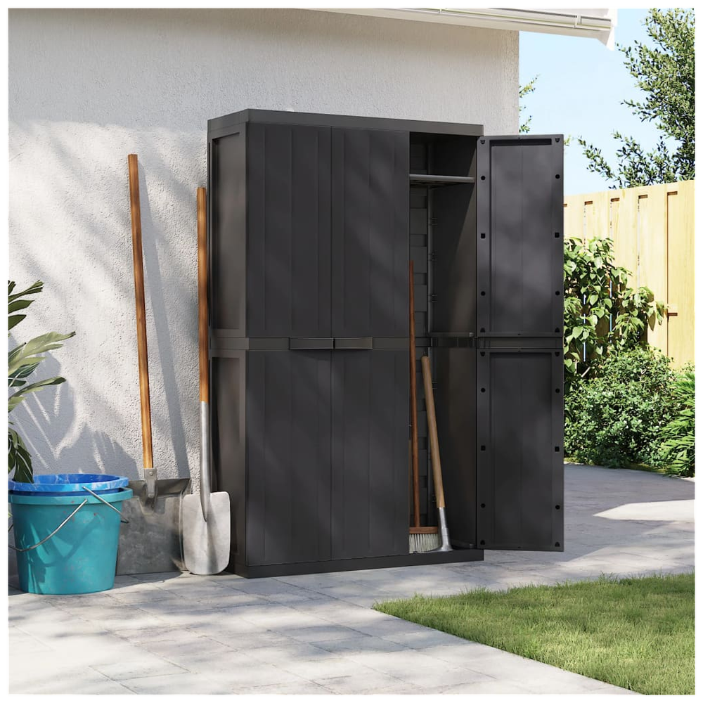 vidaXL Outdoor Storage Cabinet Black 97x37x165 cm PP - anydaydirect