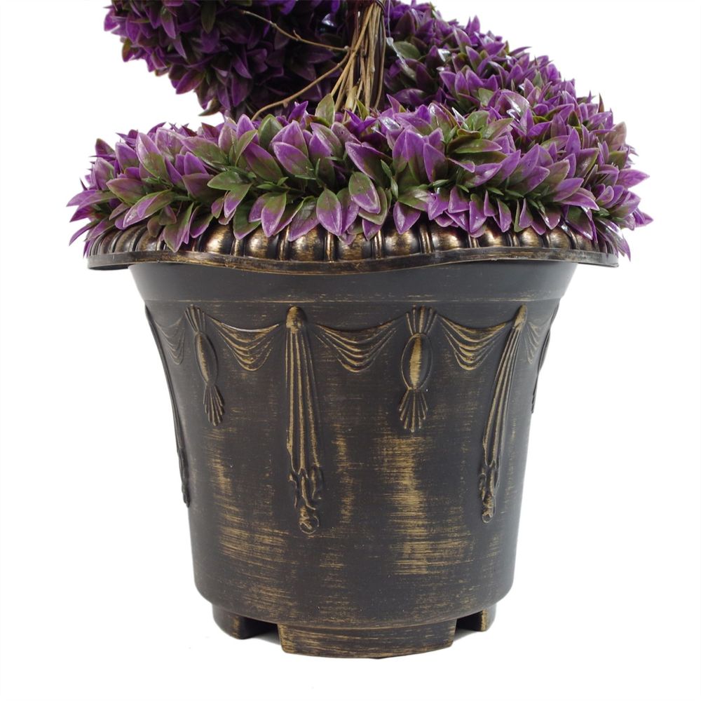 90cm Purple Large Leaf Spiral with Decorative Planter - anydaydirect