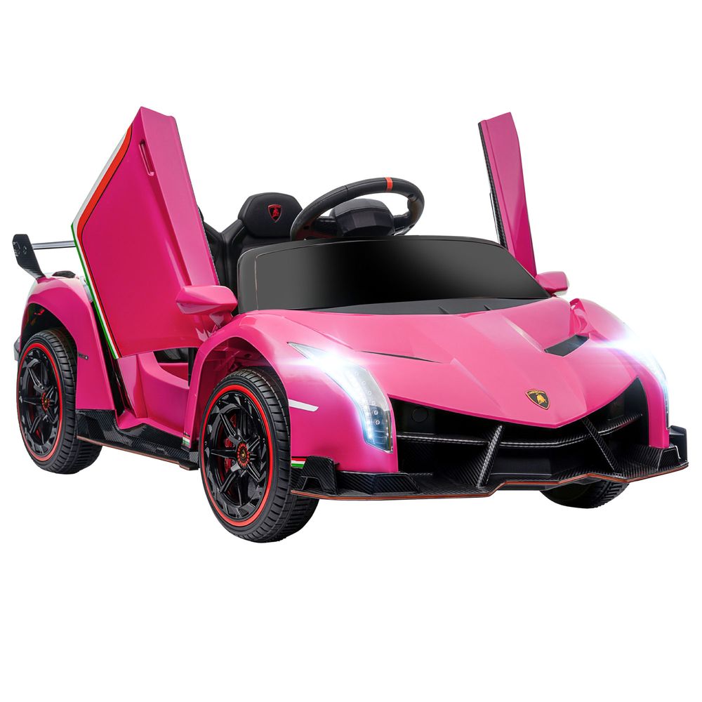 HOMCOM Lamborghini Veneno Licensed Electric Ride-on Car with Remote- Pink - anydaydirect