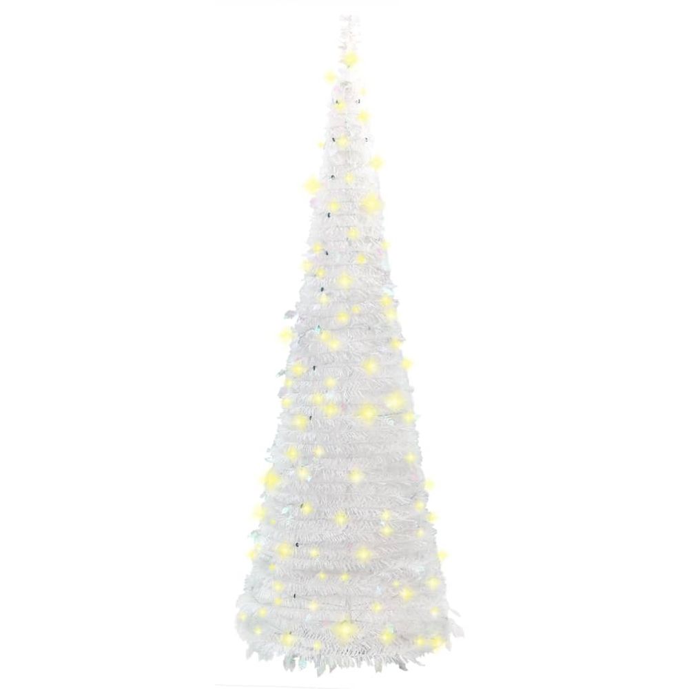 vidaXL Artificial Christmas Tree Pop-up 50 LEDs White 4ft to 7ft - anydaydirect