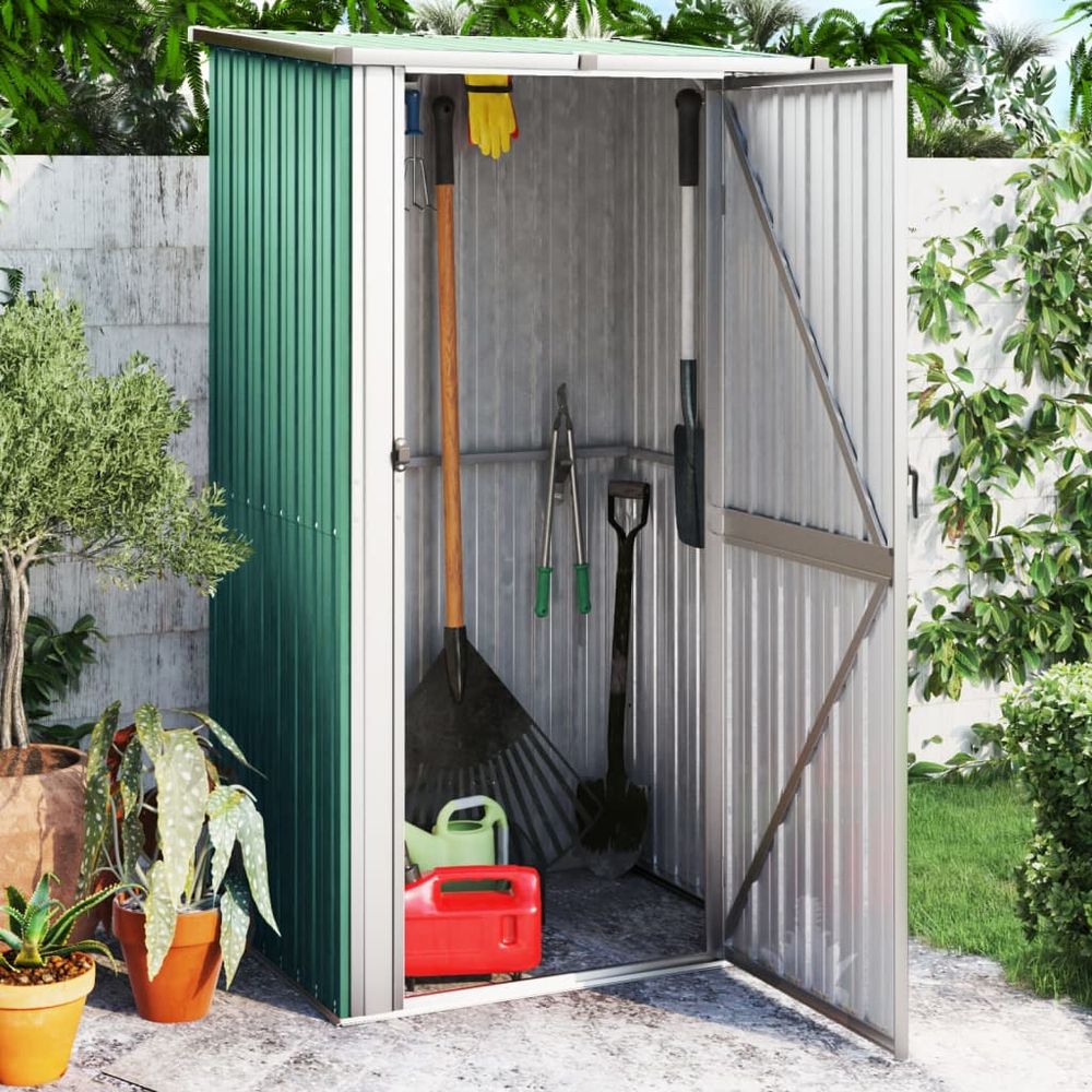 Secure Green Garden Shed 118.5x97x209.5 cm Galvanized Steel - anydaydirect