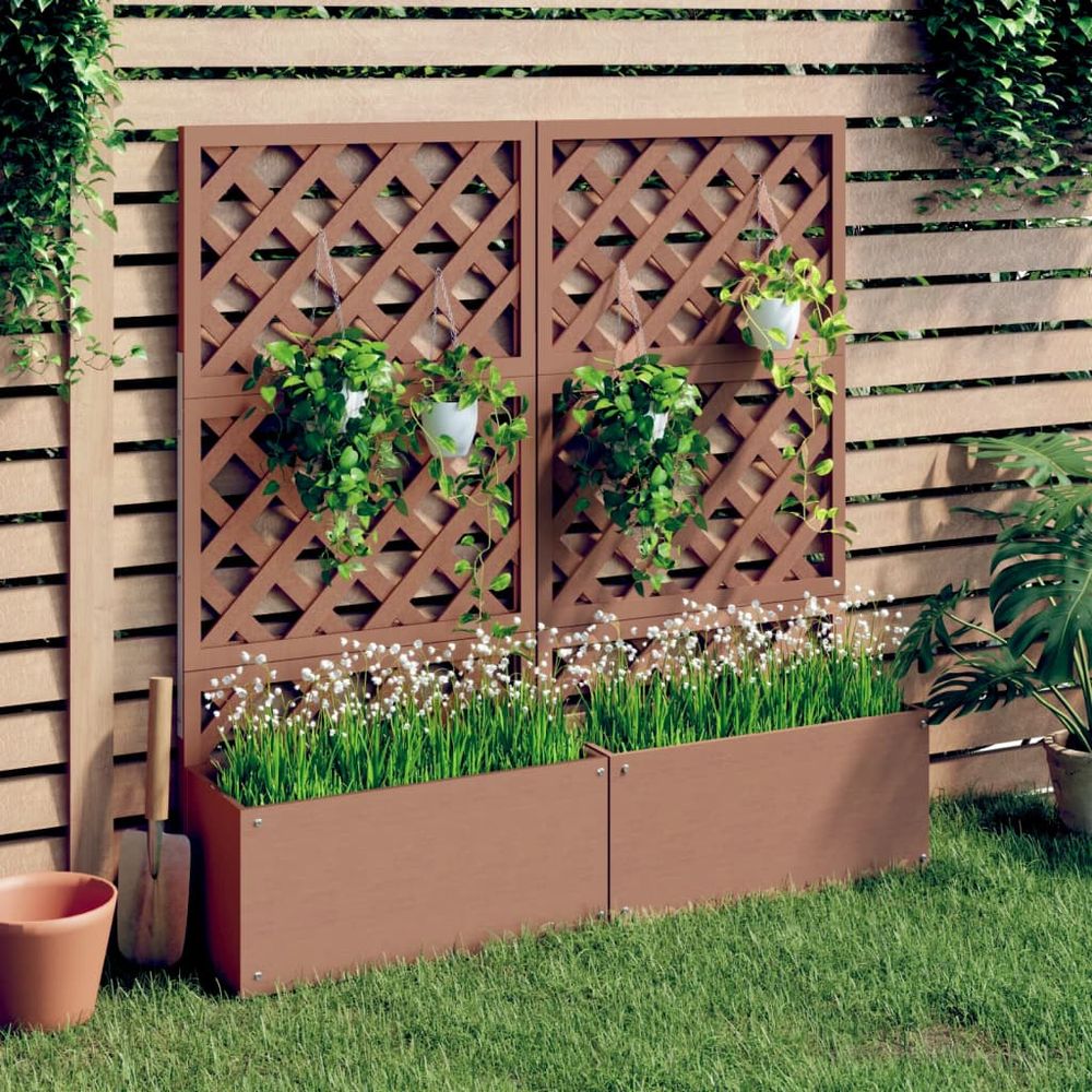 vidaXL Trellis Planter Grey 65x33x135 cm WPC - anydaydirect