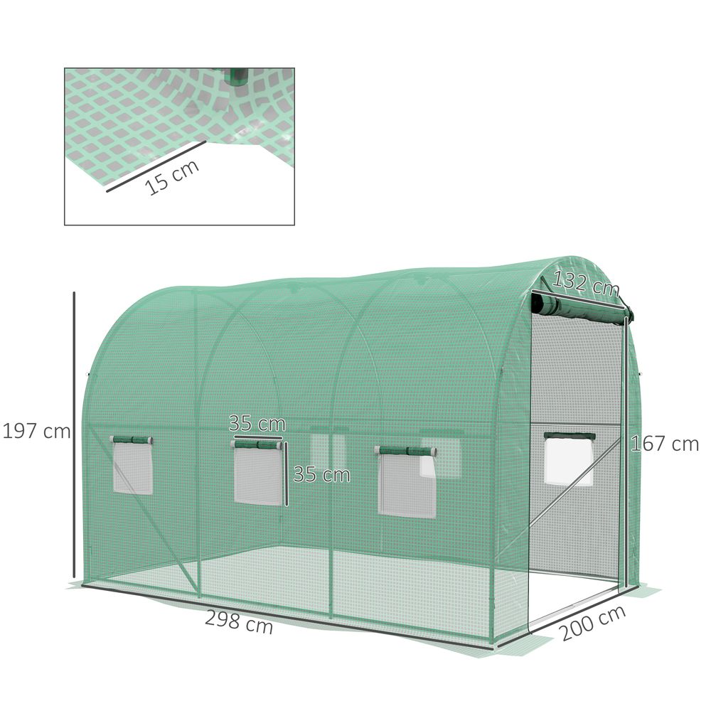 Outsunny Polytunnel Green House with Sprinkler System, Wide Door - anydaydirect