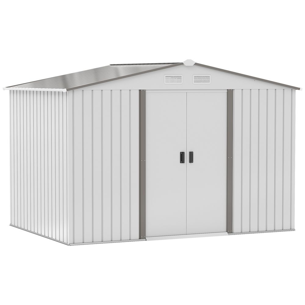 Large Garden Shed with Sliding Door & Metal Roof - Silver - anydaydirect