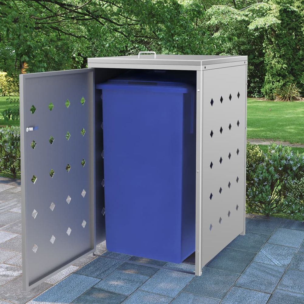 Stainless Steel Quadruple Wheelie Bin Storage Shed 240L - anydaydirect