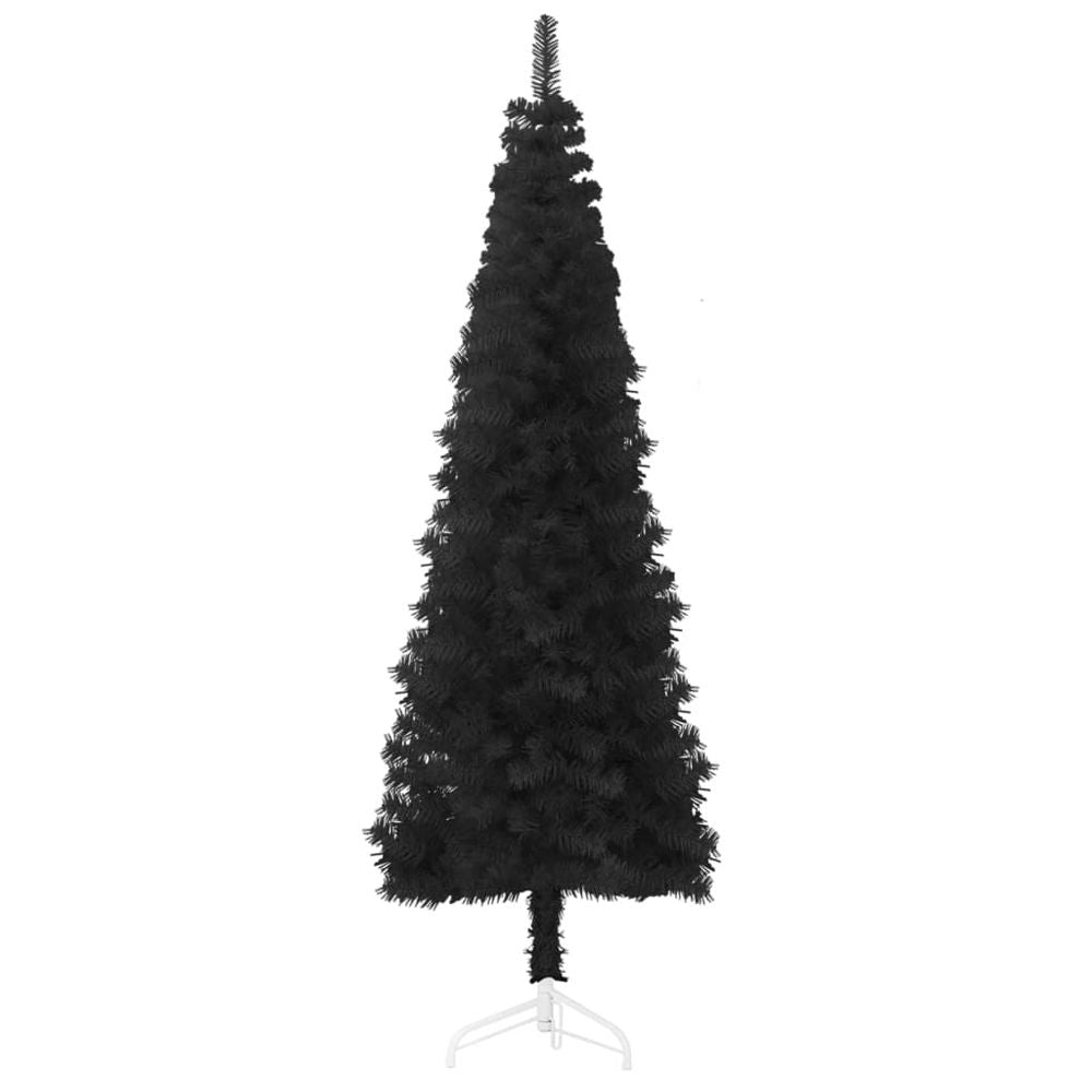 vidaXL Slim Artificial Half Christmas Tree with Stand Black 180 cm - anydaydirect