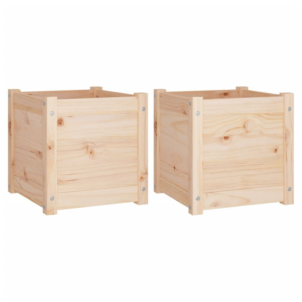 vidaXL Garden Planters 2 pcs 40x40x40 cm Solid Pinewood - anydaydirect