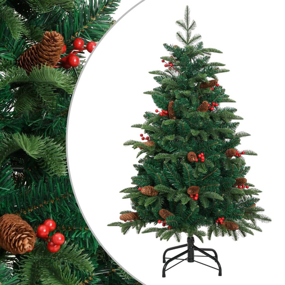 vidaXL Artificial Hinged Christmas Tree with Cones and Berries 4ft to 8ft - anydaydirect