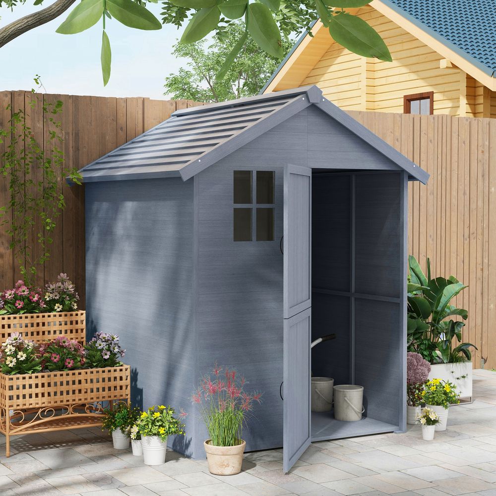 Durable 6 x 6.5FT Wooden Shed with Floor & Window - Outsunny - anydaydirect