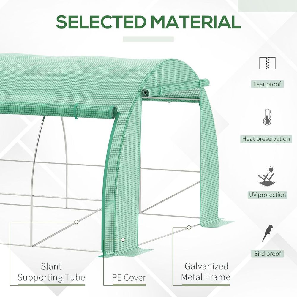 6 x 3 x 2 m Polytunnel Greenhouse Pollytunnel Tent w/ Steel Frame Green - anydaydirect