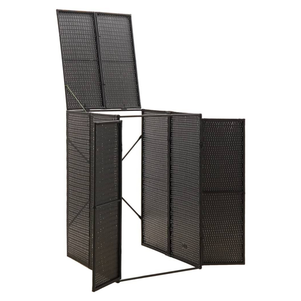 Single Wheelie Bin Shed Black 70x80x117 cm Poly Rattan - anydaydirect