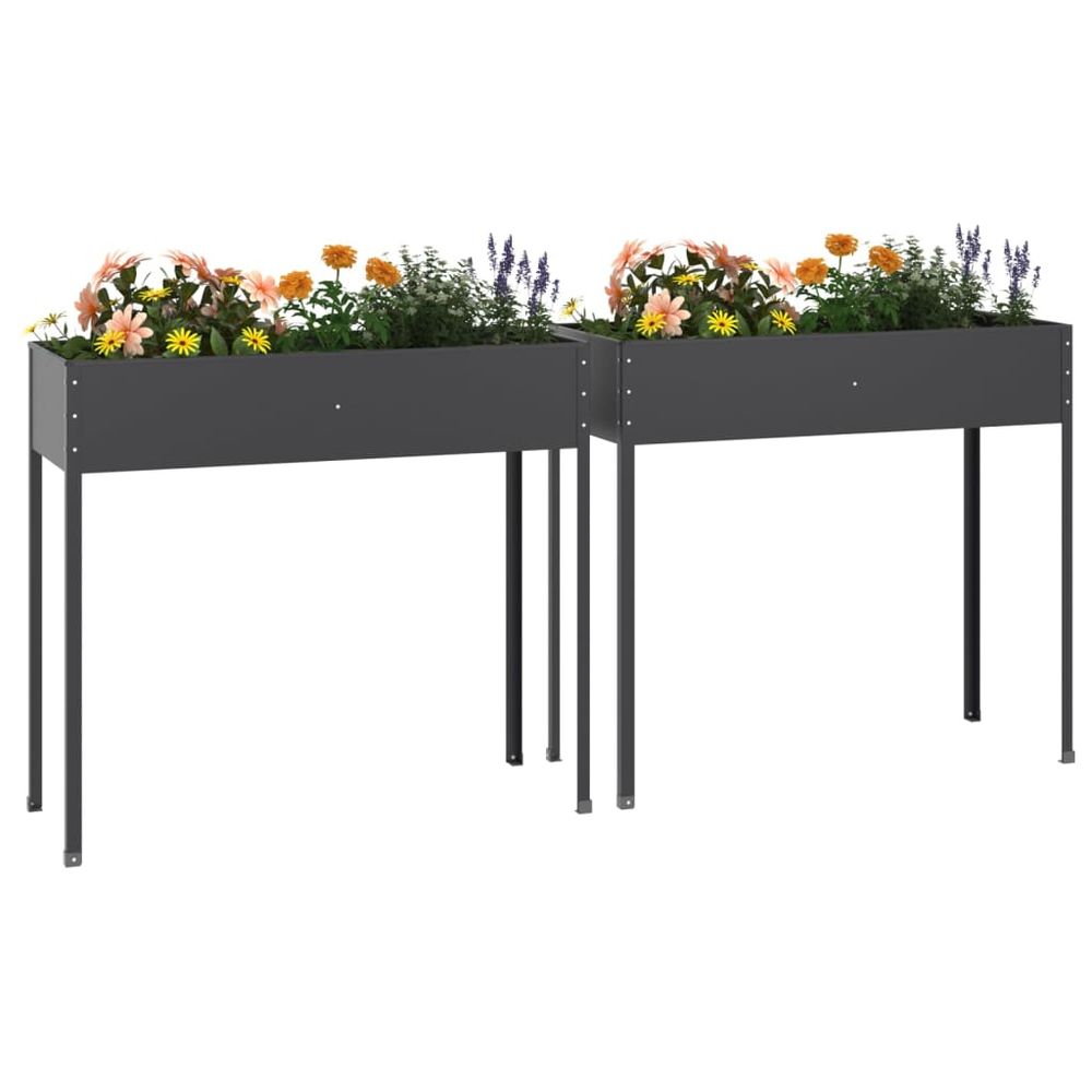 vidaXL Garden Planters 2 pcs Anthracite Galvanised Steel - anydaydirect