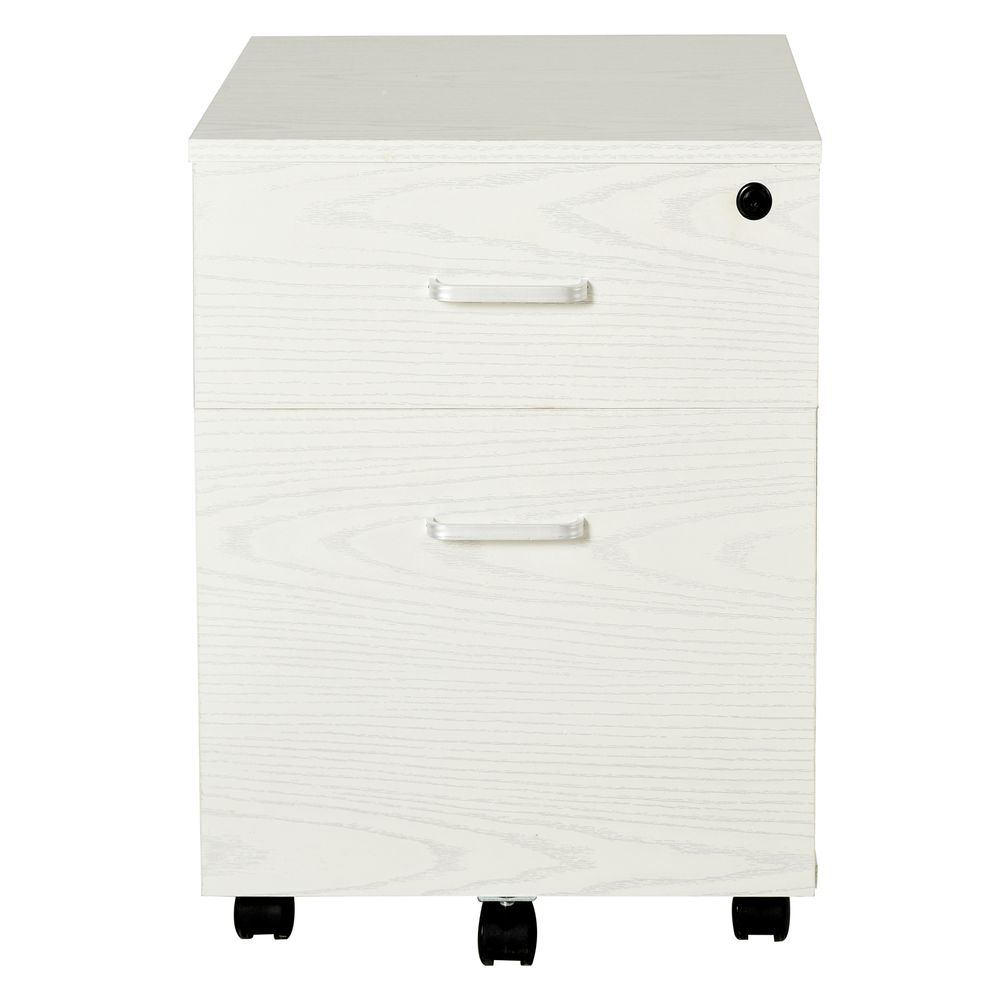 2-Drawer Locking Office Filing Cabinet 5 Wheels Rolling Storage White Vinsetto - anydaydirect