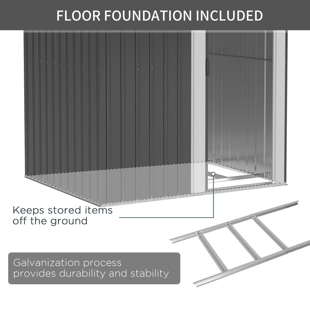 Steel Outdoor Storage Shed with Sliding Door & Sloped Roof, Grey - anydaydirect