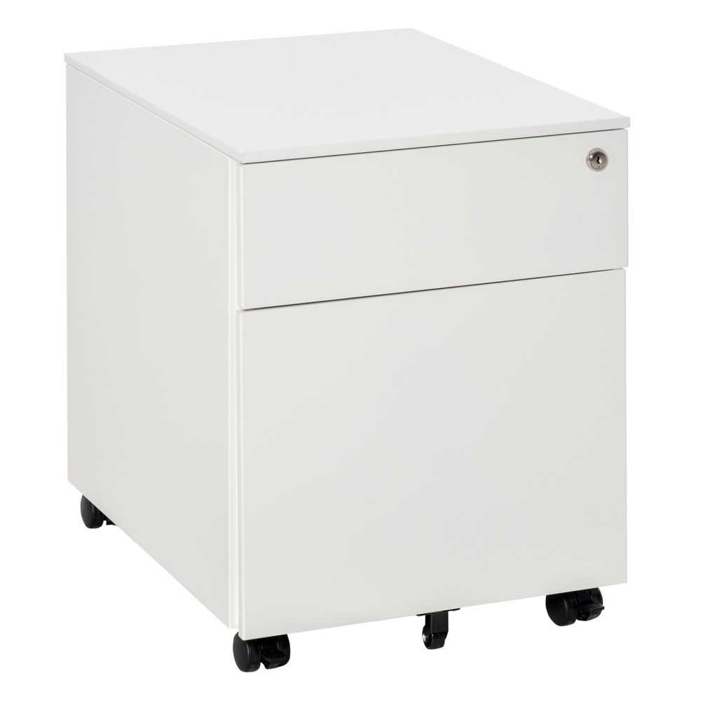 Mobile File Cabinet Steel Lockable  Pencil Tray for A4, Letters White Vinsetto - anydaydirect