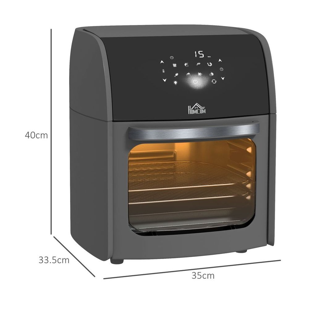 HOMCOM 12L Air Fryer Oven with 8 Preset Modes Rapid Air Circulation 1800W Grey - anydaydirect