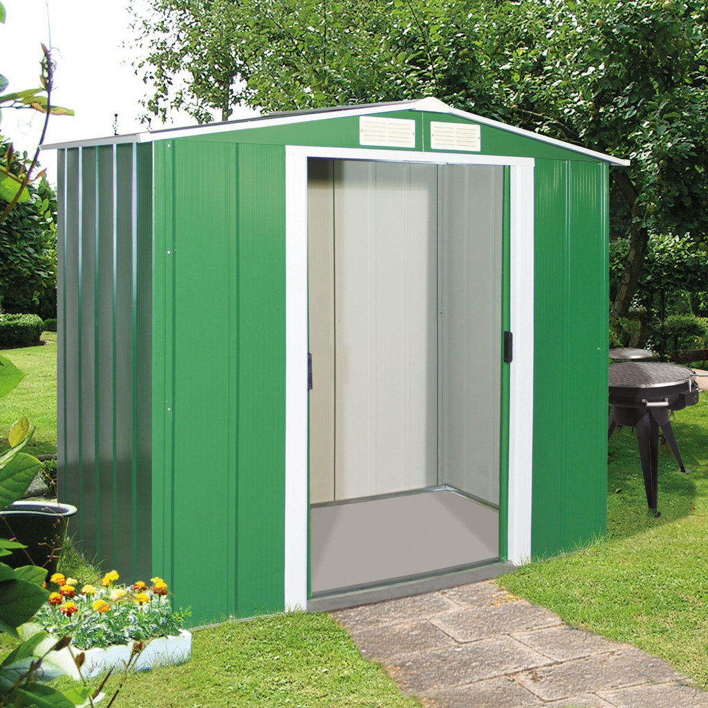 Sapphire 6x4ft Green Metal Garden Shed - Durable & Easy Assembly - anydaydirect