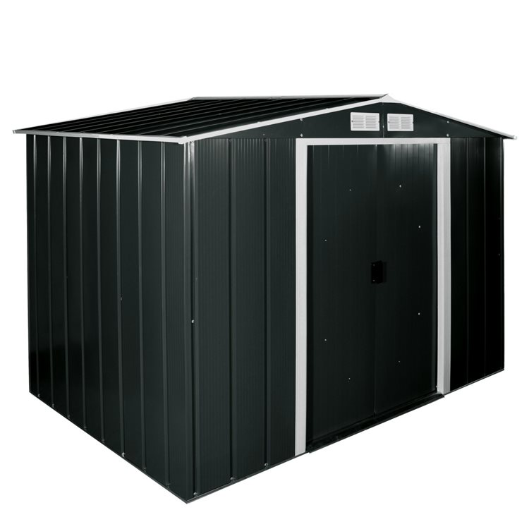 Durable Sapphire 8x8ft Galvanized Metal Garden Shed - Grey - anydaydirect