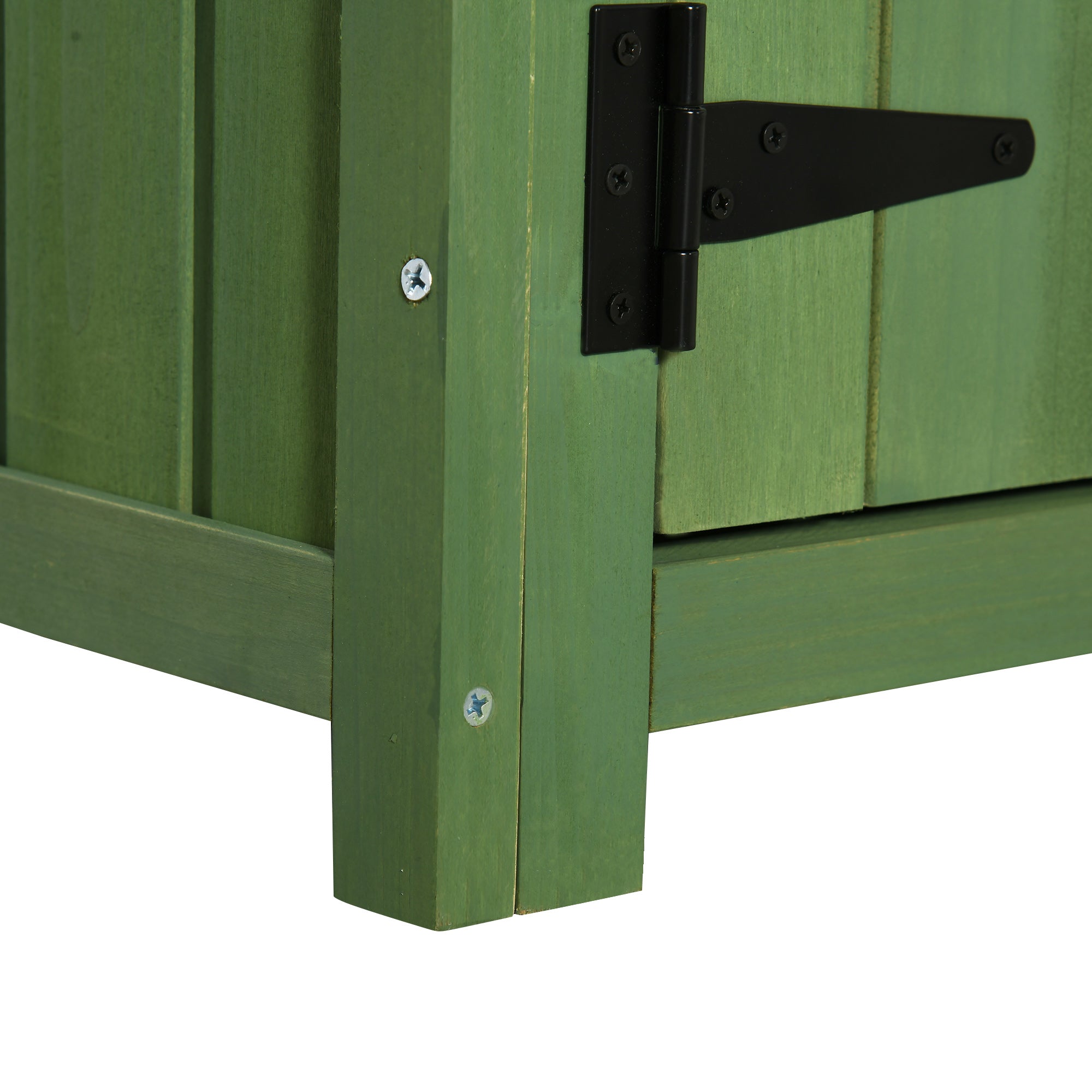 Outsunny Garden Shed Vertical Utility 3 Shelves Shed Wood Outdoor Garden Tool Storage Unit Storage Cabinet, 77 x 54.2 x 179cm - Green - anydaydirect