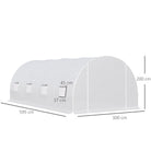 Outsunny 6 x 3 x 2 m Polytunnel Greenhouse, Walk in Polytunnel Tent with Metal Frame, Zippered Door and 8 Windows for Garden and Backyard, White - anydaydirect