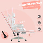 Vinsetto Racing Gaming Chair, Reclining PU Leather Computer Chair with Removable Rabbit Ears, Footrest, Headrest and Lumber Support, Pink - anydaydirect