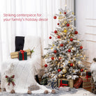 HOMCOM 5ft Prelit Snow Flocked Artificial Christmas Tree with Warm White LED Light and 931 Tips, Metal Base, Snowy Realistic Xmas Tree - anydaydirect