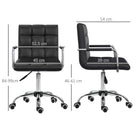 Vinsetto Office Chair, Makeup Vanity Chair, Mid Back Computer Chair, PU Leather Swivel Study Chair with Adjustable Height, Armrest and Rolling Wheels, Black - anydaydirect