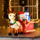 HOMCOM 1.3m Christmas Inflatable Santa Claus on Sleigh Deer, LED Lighted for Home Indoor Outdoor Garden Lawn Decoration Party Prop - anydaydirect